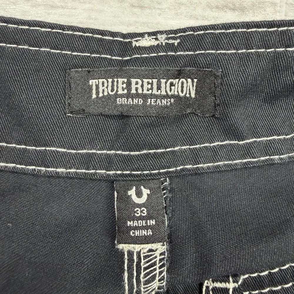 $164 True Religion Cargo Pants Mens 33 x 32 Jet Black Straight Leg Carpenter NWT